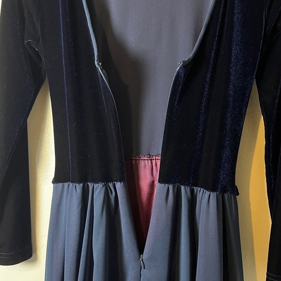 Scott McClintock Velvet & Chiffon Holiday Blue Bow Waist Long‎ Gown Dress Sz 6 - Picture 4 of 11